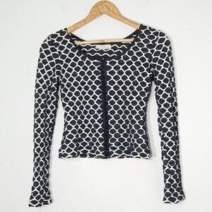 X:S Clothing Black & White Patterned Round Neck Long Sleeve Hook & Loop Top
